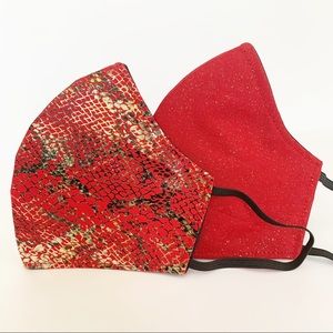 2 PC Fashion Face Mask Handmade Snake Glitter